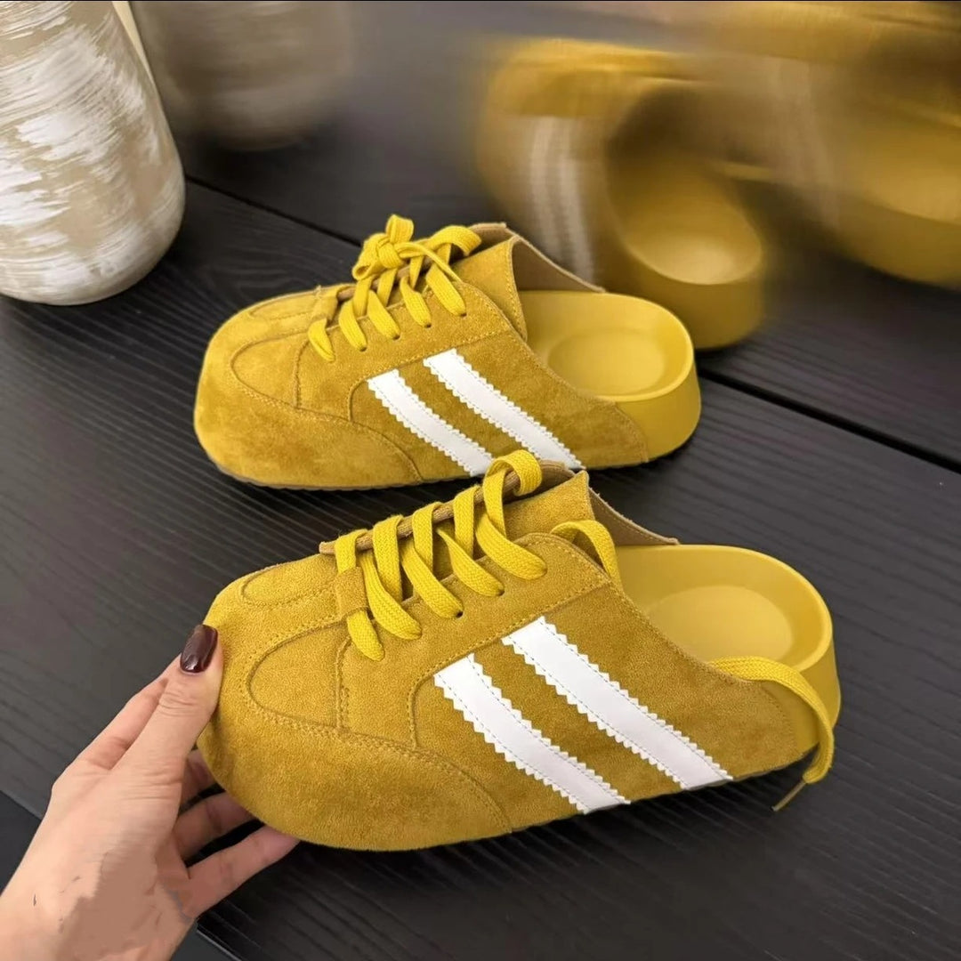 Damen Clogs im sportlichen Design mit hochwertigem Wildleder und klassischer Schnürung EB