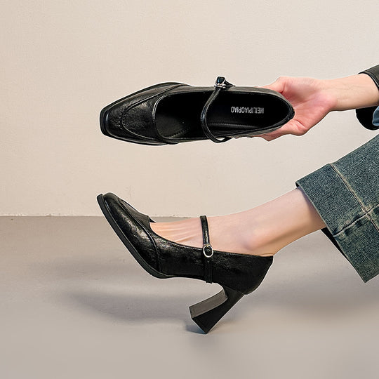 Damen Mary Jane Pumps mit komfortablem Blockabsatz und modischem Riemchen EB