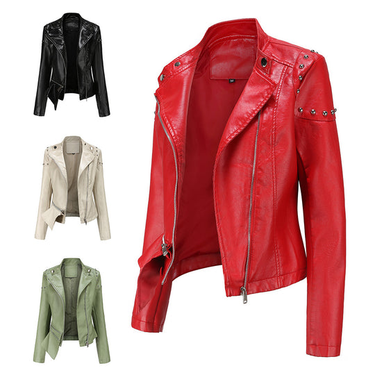 Damen trendige Bikerjacke mit modischen Details EB