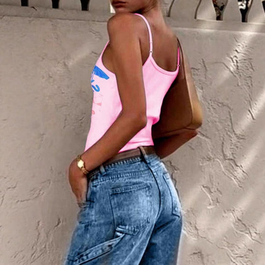 Damen Tanktop mit kreativem Sommermotiv und lässigem Schnitt EB
