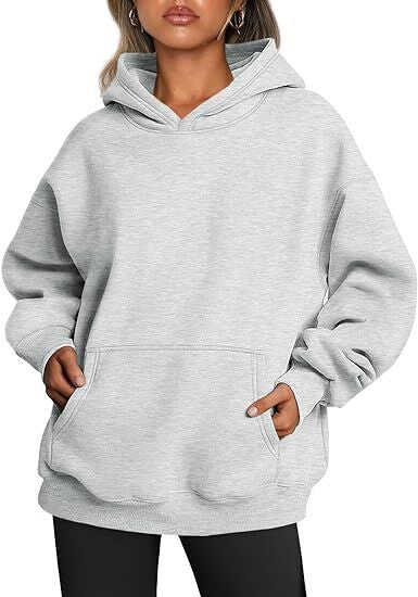 Damen nan Oversize Kapuzenpullover aus weicher Baumwollmischung mit Kängurutasche EB