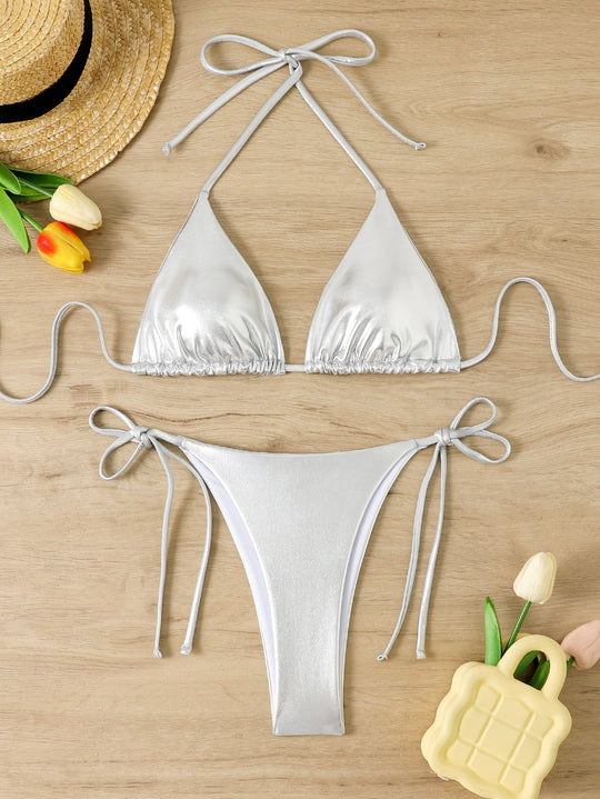 Damen Triangel-Bikini-Set mit verstellbaren Bändern EB