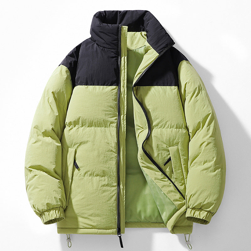 Herren gesteppte Thermo-Steppjacke mit hohem Stehkragen, Zwei-Wege-Reißverschluss und Kordelzugsaum EB