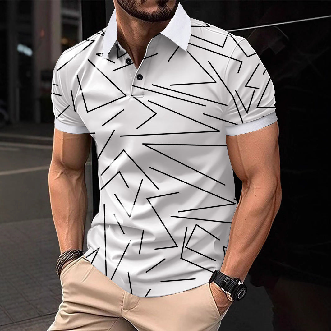 Herren Poloshirt mit modernem geometrischem Muster und atmungsaktiven Eigenschaften EB