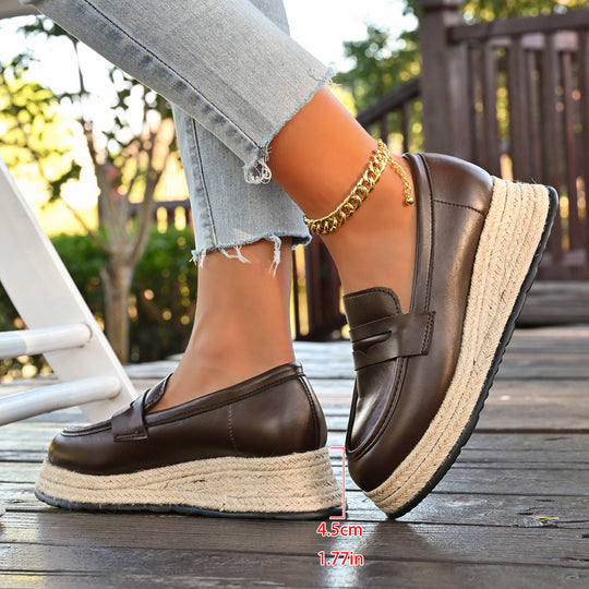 Damen Mokassins mit modischem Plateau und geflochtenem Detail EB
