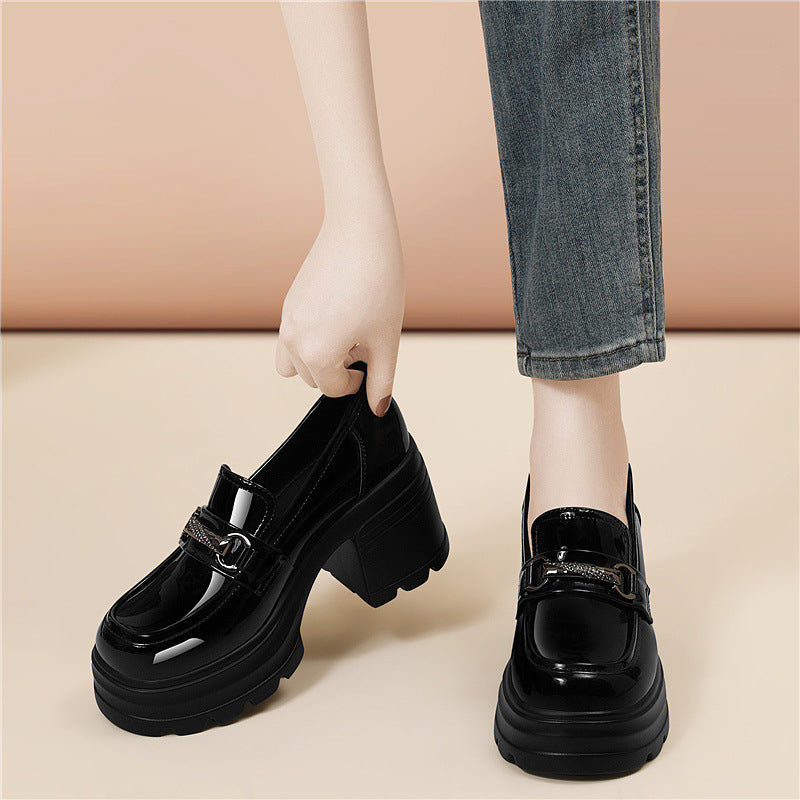 Damen modische Plateau-Schuhe mit glamourösem Schnallen-Detail EB