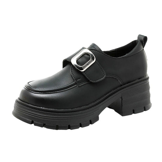 Damen modische Halbschuhe mit robustem Plateau und eleganter Schnalle EB