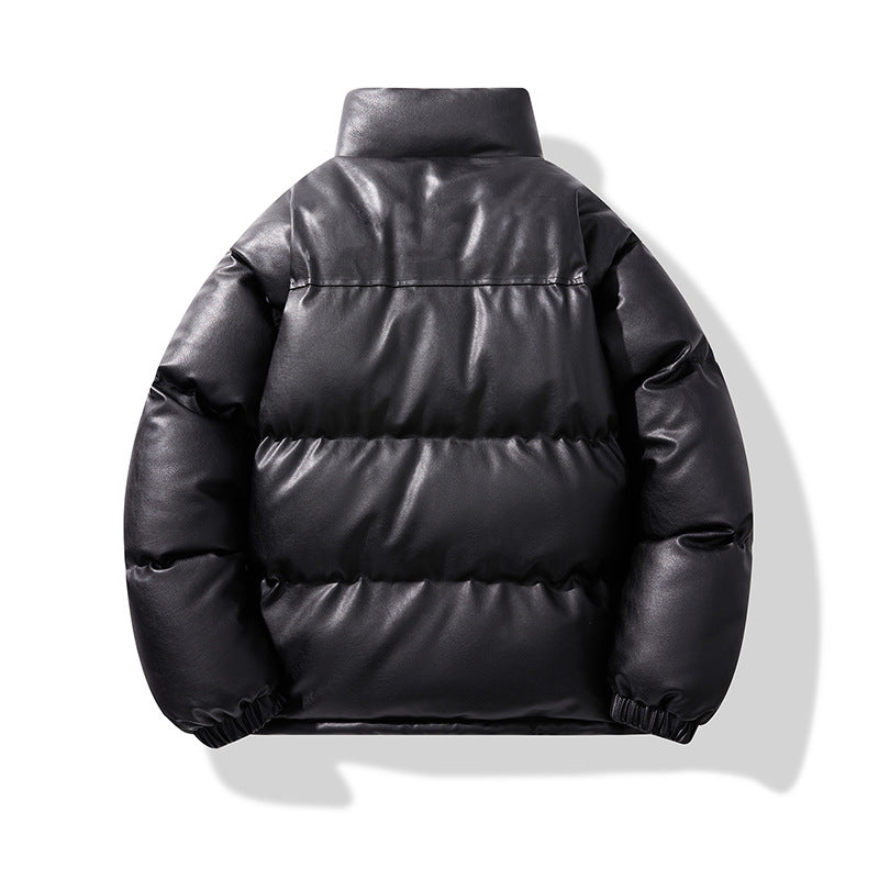 Unisex gesteppte Isolationsjacke mit Kunstleder-Schulterbesatz und hohem Stehkragen EB