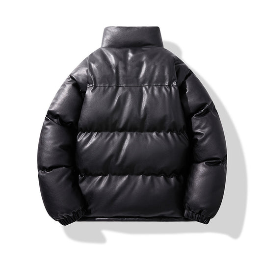 Unisex gesteppte Isolationsjacke mit Kunstleder-Schulterbesatz und hohem Stehkragen EB