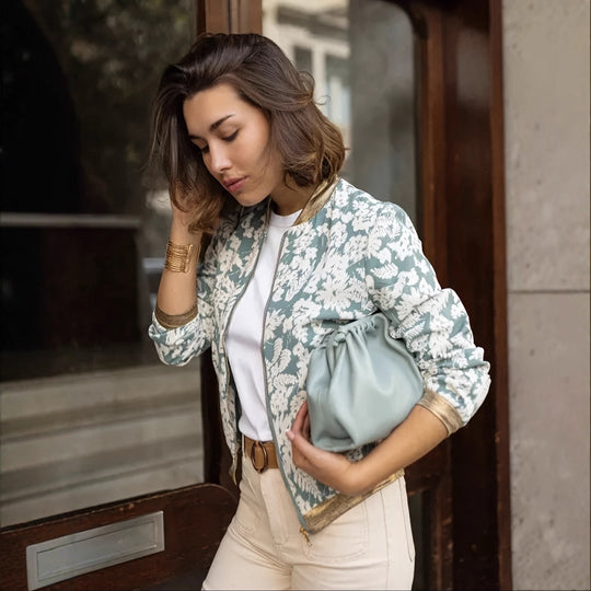 Damen Bomberjacke mit Blumenmuster | EB