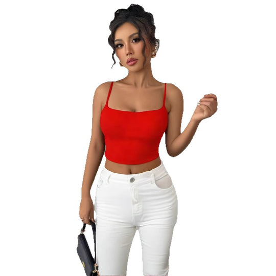 Damen Crop-Top mit verstellbaren Spaghetti-Trägern und figurbetontem Schnitt EB