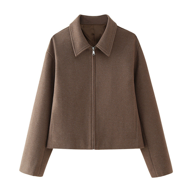 Damen Kurzjacke mit modernem Kragen und praktischen Reißverschluss EB