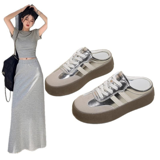 Damen Sportliche Plateauschuhe mit elastischem Einstieg und rutschfester Sohle EB