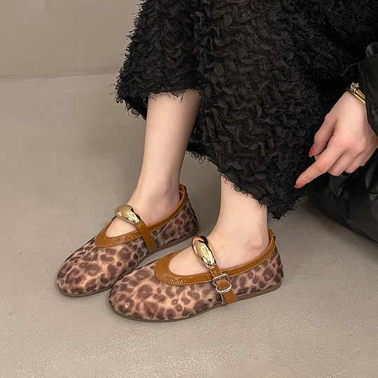 Damen Trendige Netz Ballerinas mit eleganter Schnalle EB