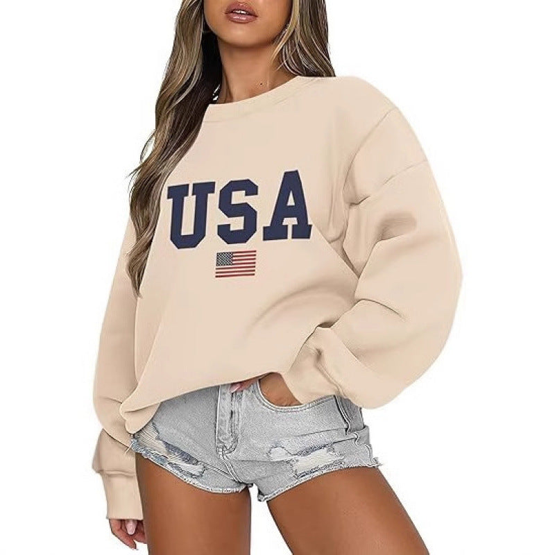Damen Sweatshirt mit modernem USA-Statement und gemütlicher Passform EB