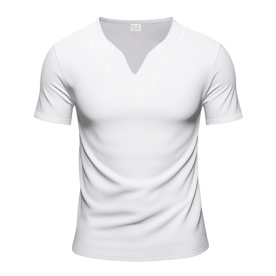 Herren nan schlank geschnittenes Kurzarmshirt mit eingelassener V-Einkerbung und dekorativer Ziernaht EB