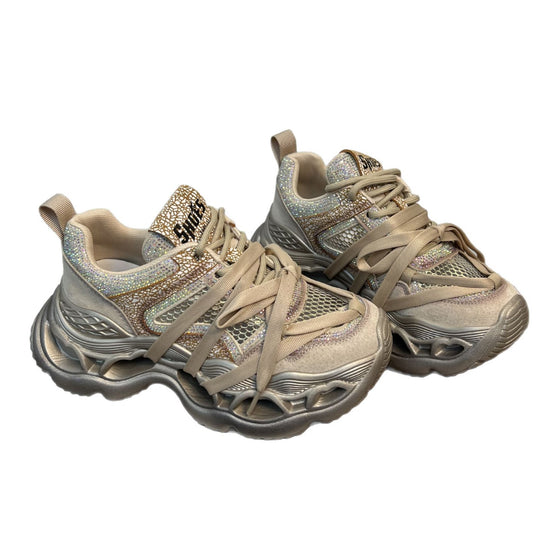 Damen Sportliche Chunky Sneakers mit funkelnden Applikationen und innovativem Dämpfungssystem EB