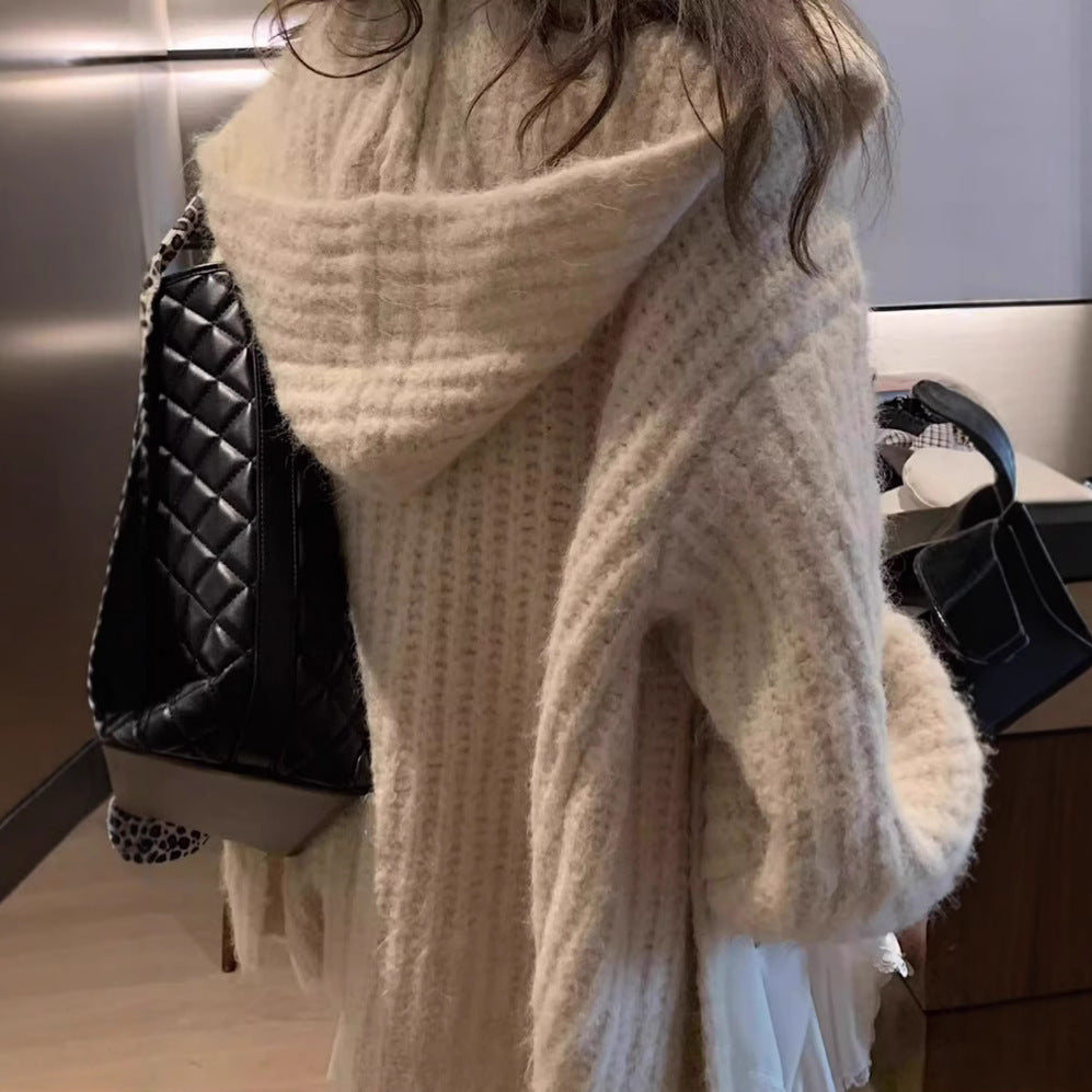 Damen Übergroßer Strickcardigan mit exquisitem Textil und legerem Schnitt EB