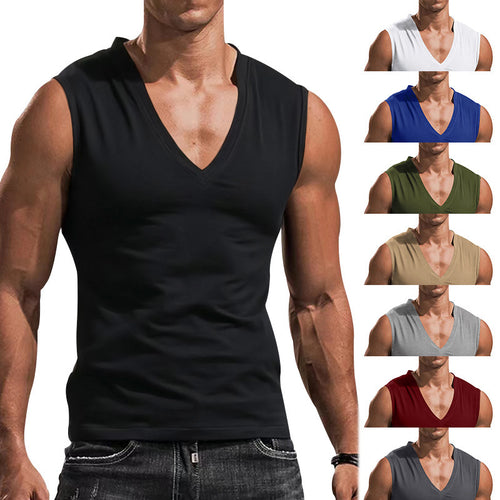 Herren Ärmelloses Fitness-T-Shirt mit V-Ausschnitt aus atmungsaktivem Material EB