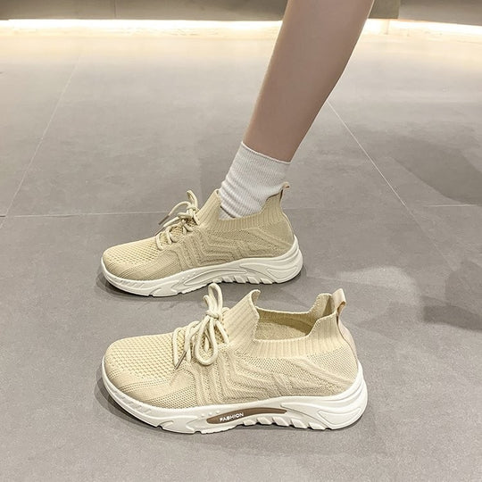 Damen Sportliche Sneakers mit flexibler Strick-Oberfläche und komfortabler Dämpfung EB