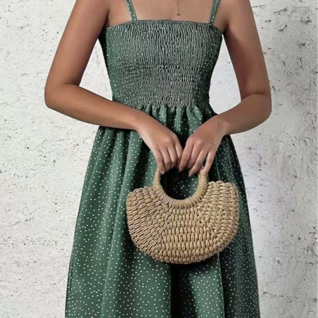 Damen Neckholderkleid mit luftiger Silhouette und feinem Punktmuster EB