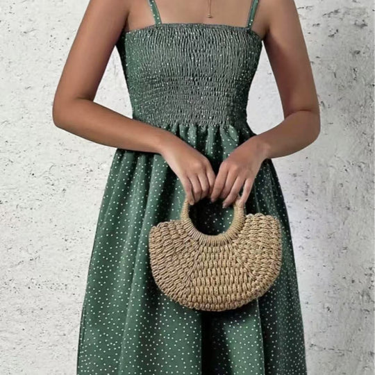 Damen Neckholderkleid mit luftiger Silhouette und feinem Punktmuster EB