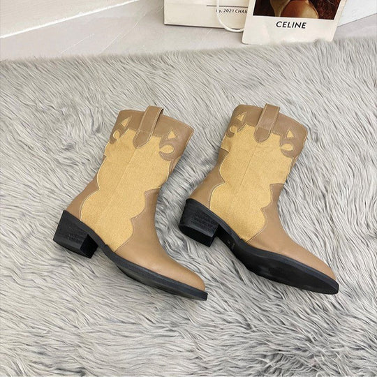 Damen Western-Stiefel mit modischen Cut-Out-Details und robustem Blockabsatz EB