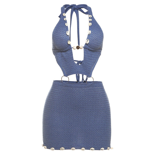 Damen Strandkleid mit Häkelmuster und verstellbaren Trägern EB