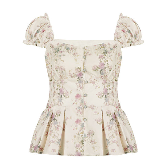 Damenbluse mit floralem Design und Rüschenärmeln EB