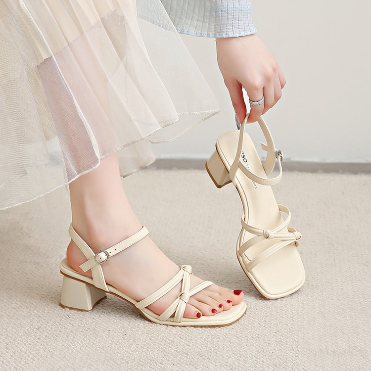 Damen elegante Sandalen mit verstellbarem Riemen und komfortablem Blockabsatz EB