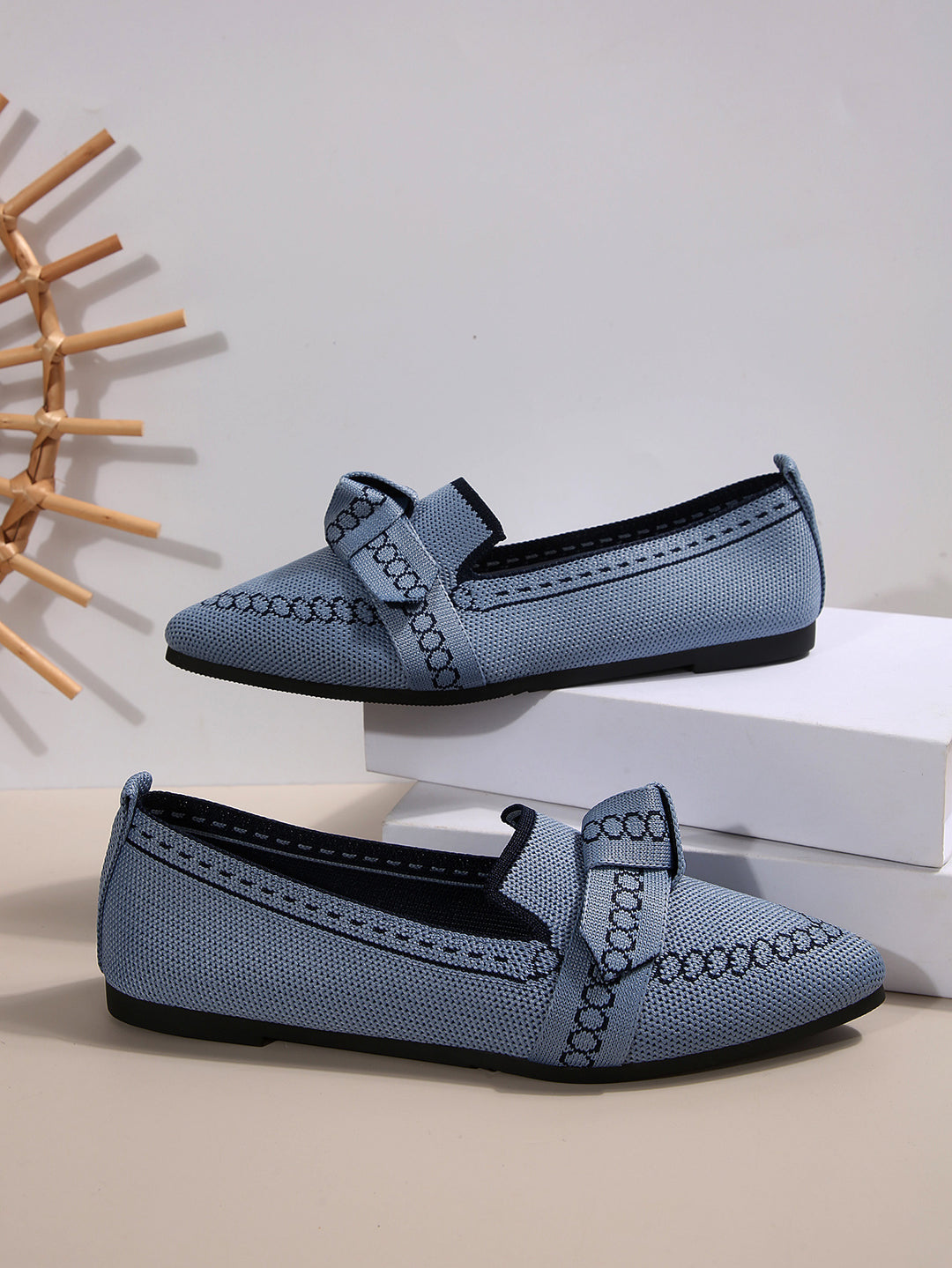 Damen elegante Mokassins mit dekorativem Schleifen-Detail EB