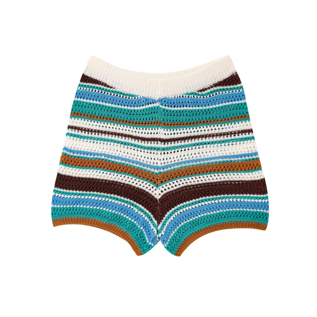 EB | Gehäkeltes Kurzarm-Shorts-Set mit hoher Taille