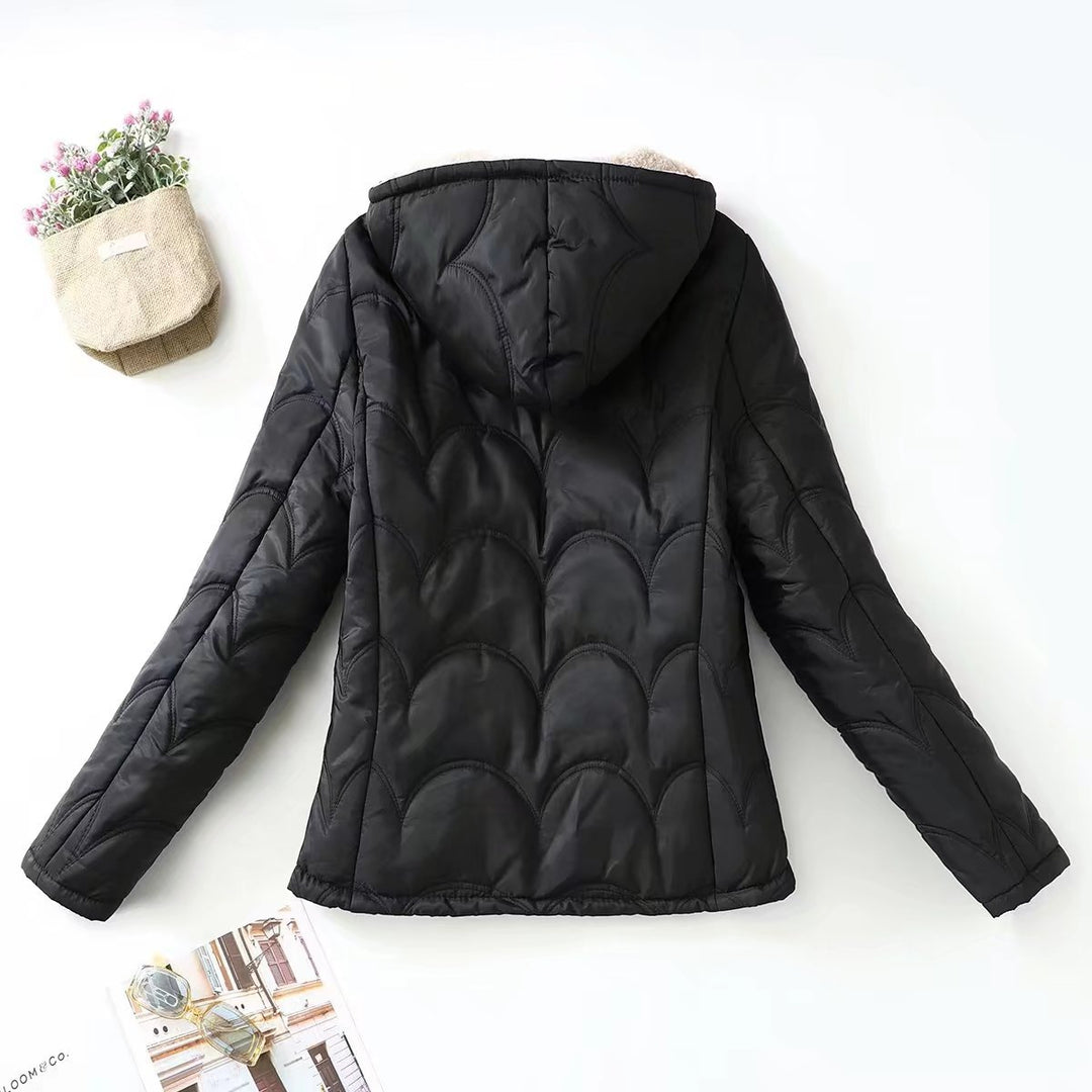 Damen Gesteppte Kapuzenjacke mit kuscheligem Teddyfutter und seitlichen Eingrifftaschen EB