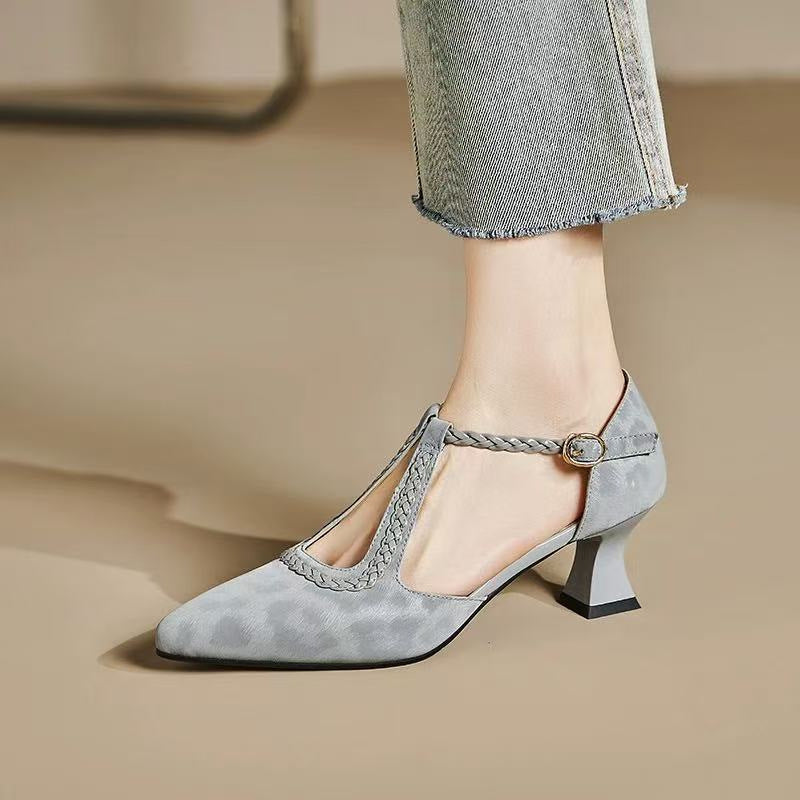 Damen Elegante Slingback-Pumps mit geflochtenem Riemen und modischem Blockabsatz EB