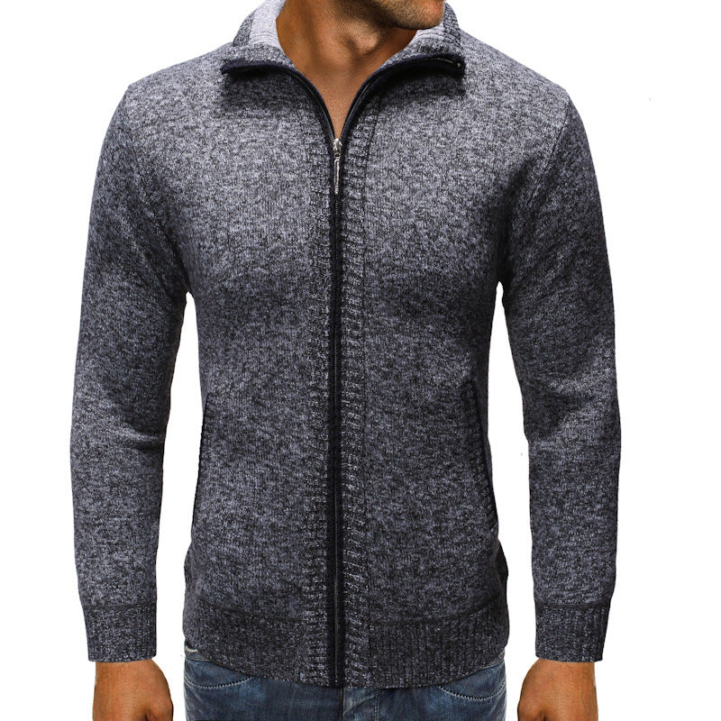 Herren Strickjacke mit Stehkragen und praktischen Taschen EB