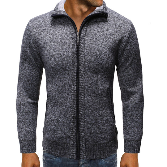 Herren Strickjacke mit Stehkragen und praktischen Taschen EB