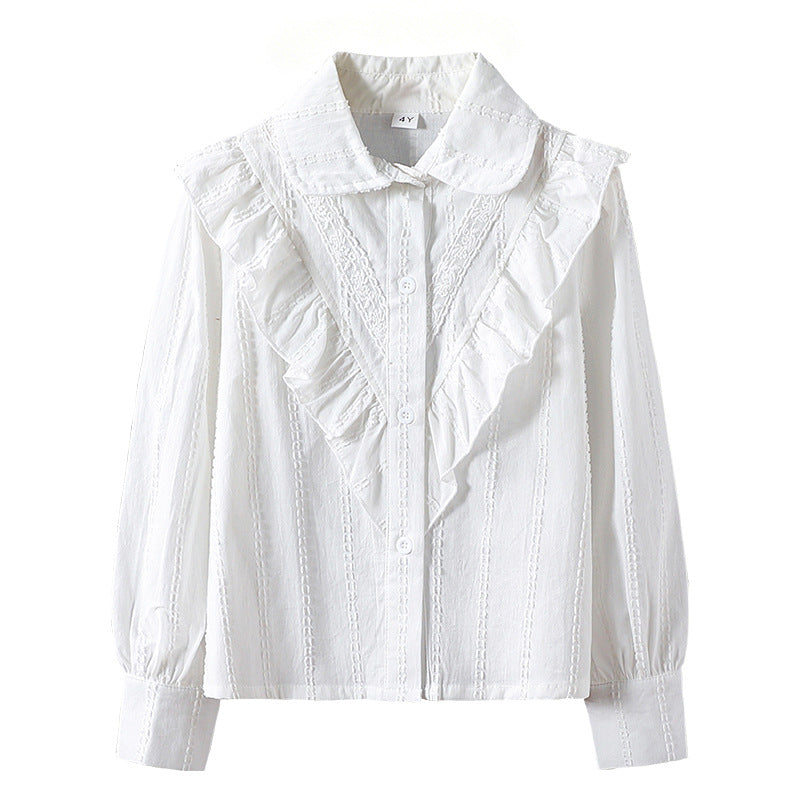 Damen Bluse mit Rüschendetails und feinen Stickereien EB