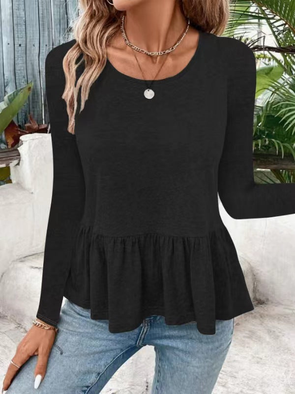 Damen Langarmshirt mit voluminösem Peplumschnitt EB