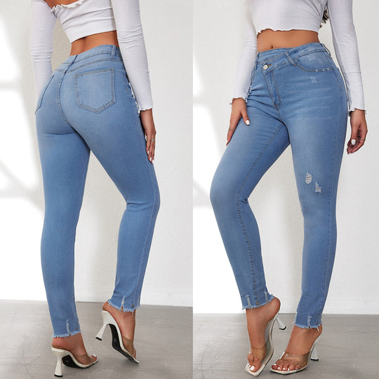 Damen Hochtaillierte Ripped Jeans im modernen Skinny Fit EB