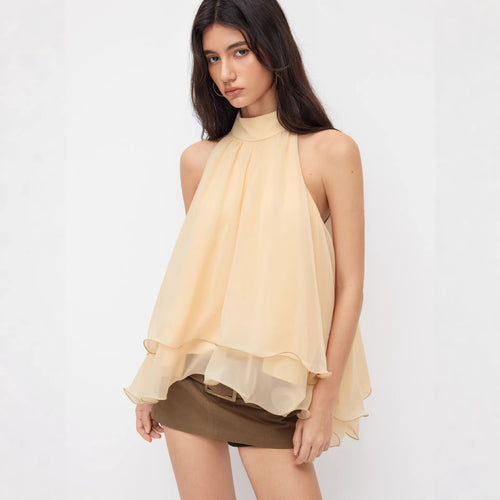 Damen Schwingender Chiffon-Rock mit Schleifenverschluss EB