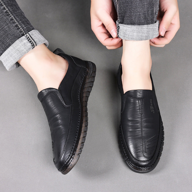 Damen Elegante Slip-On Lederschuhe mit rutschfester Sohle EB