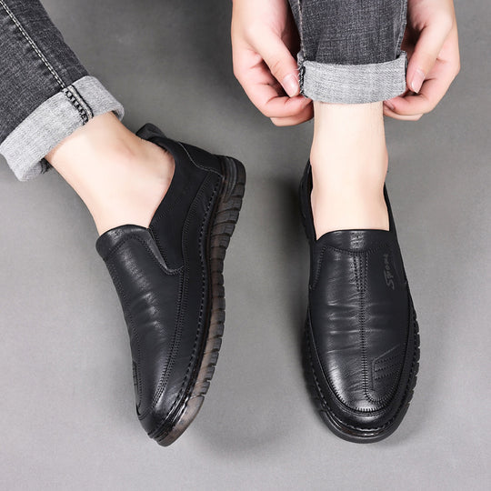 Damen Elegante Slip-On Lederschuhe mit rutschfester Sohle EB