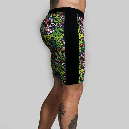 Herren Badeshorts mit kreativem Totenkopf-Design und elastischem Bund EB
