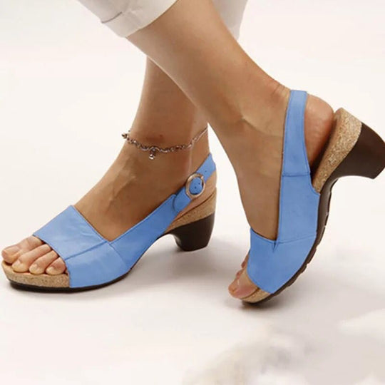 Damen Slingback-Sandalen mit anatomischem Fußbett und modischem Korkelement EB