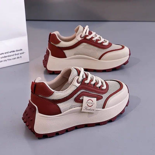 Damen Sportliche Sneakers mit hohem Plateau und atmungsaktiver Mesh-Oberfläche EB