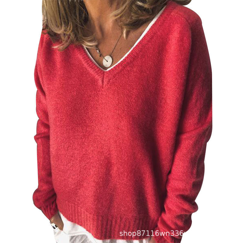 Damen V-Ausschnitt Pullover aus weichem Strick EB