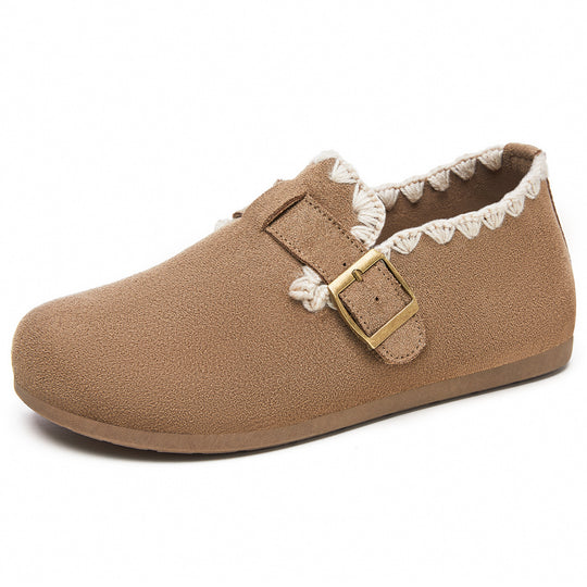 Damen Bequeme Hausschuhe mit dekorativem Riemen und weichem Innenfutter EB