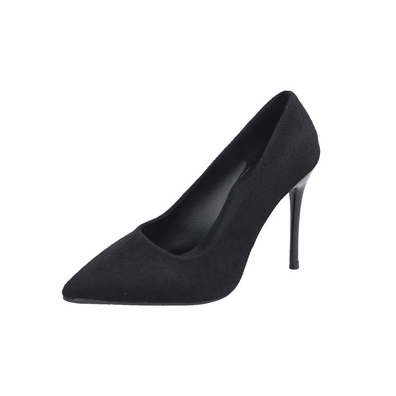 Damen nan spitze Veloursleder-Optik Pumps mit gepolstertem Fußbett und schlankem Stilettoabsatz EB