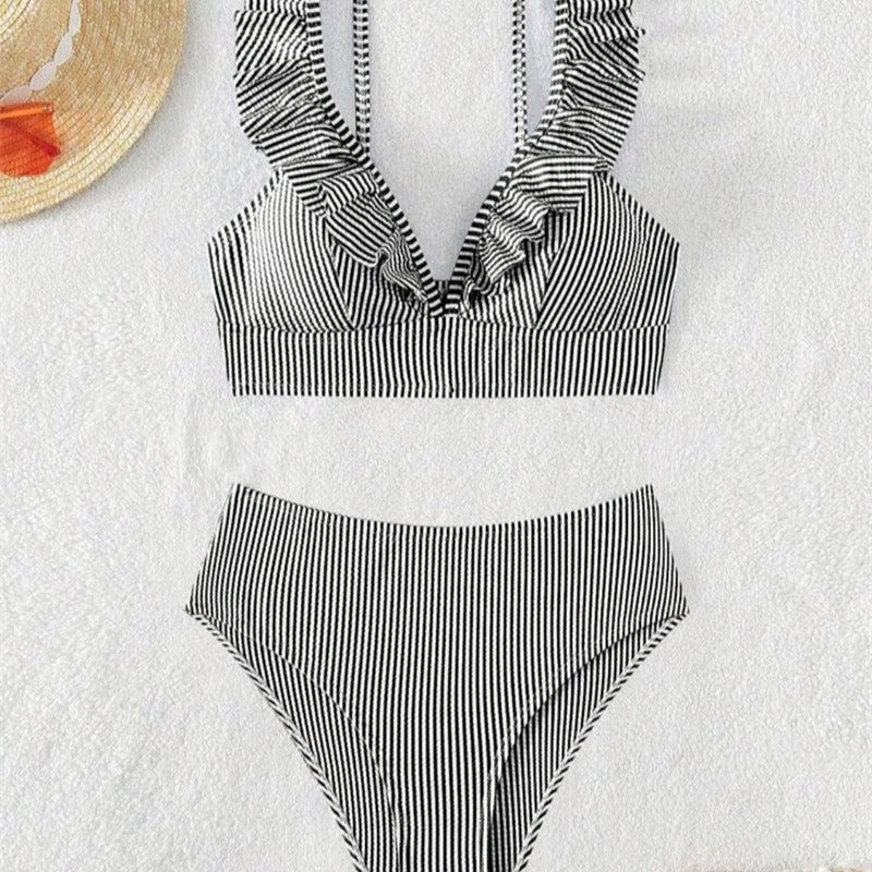 Damen Zweiteiliges Badeoutfit mit Rüschen EB
