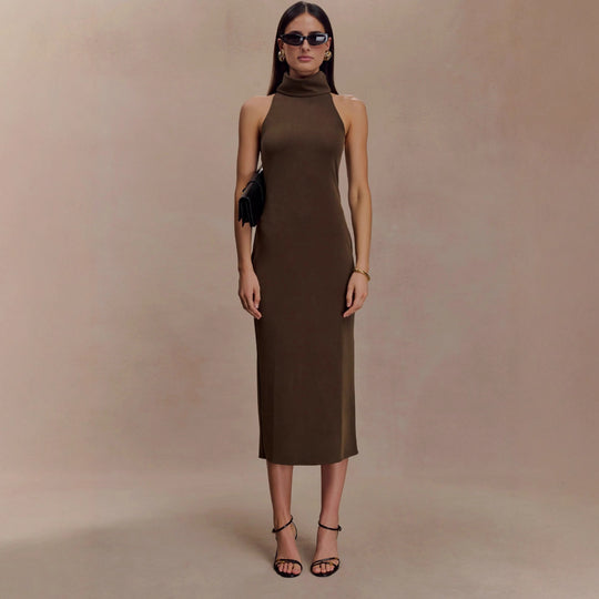 Damen Midikleid mit schickem Stehkragen EB